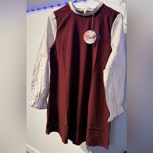 Hayden Los Angeles Maroon and White Dress NEW Size Medium
